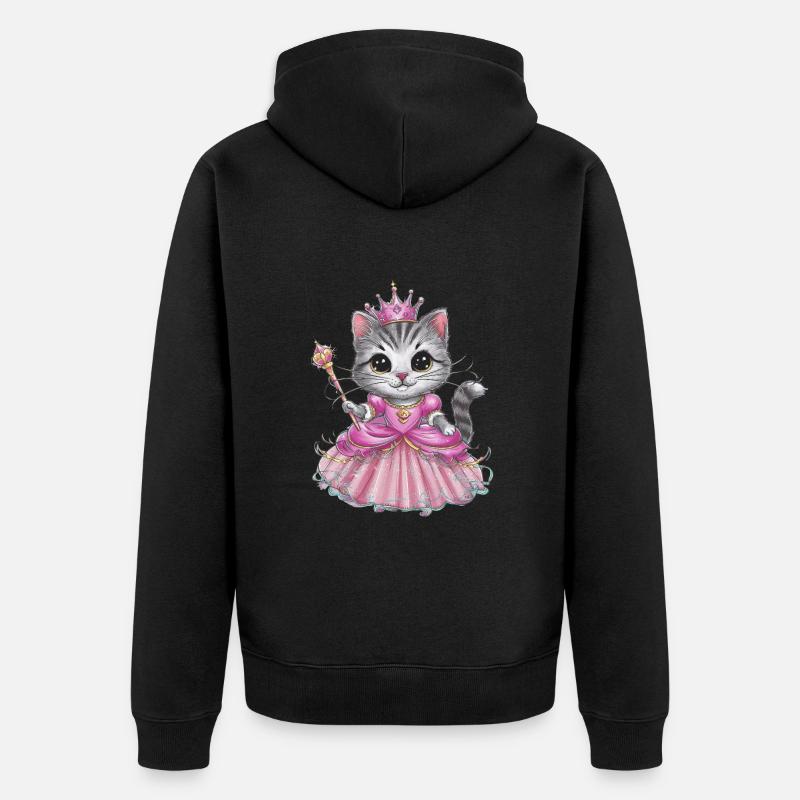 Chat en robe de princesse - Veste à capuche bio Premium Unisexe - noir