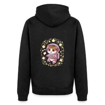 Kawaii Hamster mit Sternen und im Astronautenanzug - Unisex Premium Bio Zip Hoodie - Schwarz - Hinten - Nico (187cm)