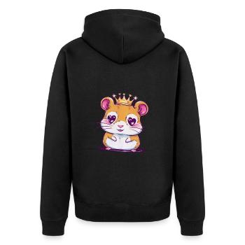 Kawaii Hamster im Cartoon Stil mit Herzen - Unisex Premium Bio Zip Hoodie - Schwarz - Hinten - Nico (187cm)