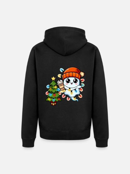 Weihnachtsgeist Lichterkette Weihnachtsbaum - Unisex Premium Bio Zip Hoodie - Schwarz