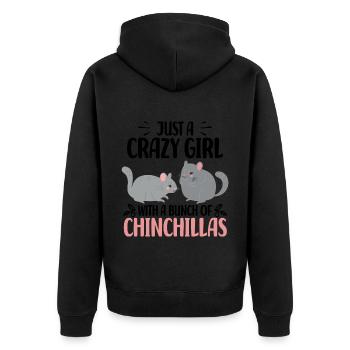 Chinchilla - Unisex Premium Bio Zip Hoodie - Schwarz - Hinten - Nico (187cm)