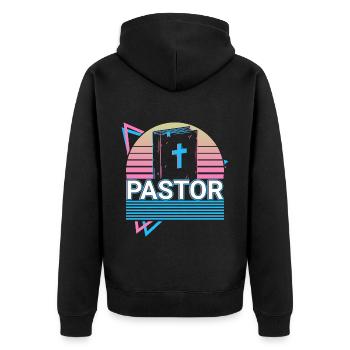 Pastor Christian Church Preacher Retro Gift - Unisex Premium Organic Zip Hoodie - black - Back - Nico (187cm)