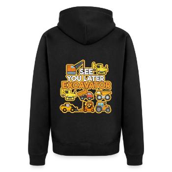 Bagger Baustelle Bauarbeiter Bau Truck I Geschenk - Unisex Premium Bio Zip Hoodie - Schwarz - Hinten - Nico (187cm)