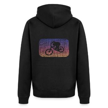 Biken - Unisex Premium Bio Zip Hoodie - Schwarz - Hinten - Nico (187cm)