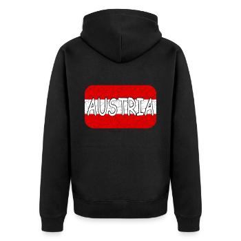 Austria Vintage Flagge - Unisex Premium Bio Zip Hoodie - Schwarz - Hinten - Nico (187cm)