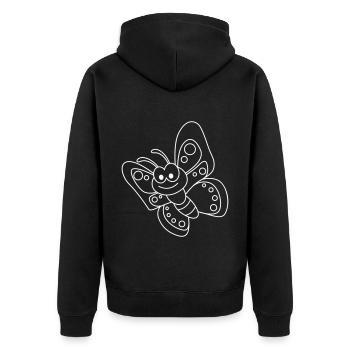 Schmetterling Comic Tier - Unisex Premium Bio Zip Hoodie - Schwarz - Hinten - Nico (187cm)