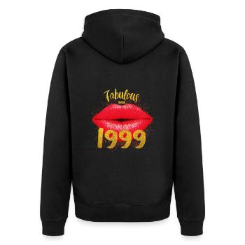 Born 1999 Birthday Kiss Lips Gift Idea - Unisex Premium Organic Zip Hoodie - black - Back - Nico (187cm)