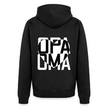 Opa Oma Mutter Vater T-shirt Geschenkidee - Unisex Premium Bio Zip Hoodie - Schwarz - Hinten - Nico (187cm)