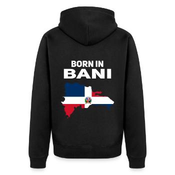 Dominikanische Republik - Unisex Premium Bio Zip Hoodie - Schwarz - Hinten - Nico (187cm)