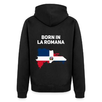 Dominikanische Republik - Unisex Premium Bio Zip Hoodie - Schwarz - Hinten - Nico (187cm)