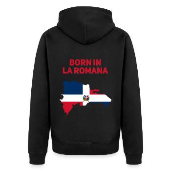 La Romana - Unisex Premium Bio Zip Hoodie - Schwarz - Hinten - Nico (187cm)