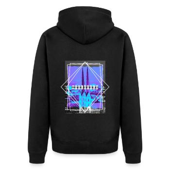 Bielefeld Deutschland Stadt Skyline Heimat Liebe - Unisex Premium Bio Zip Hoodie - Schwarz - Hinten - Nico (187cm)