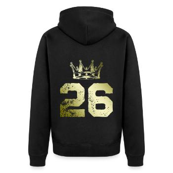 26 Number crown - Unisex Premium Organic Zip Hoodie - black - Back - Nico (187cm)