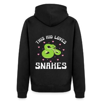 This Kid Loves Snakes - Unisex Premium Bio Zip Hoodie - Schwarz - Hinten - Nico (187cm)