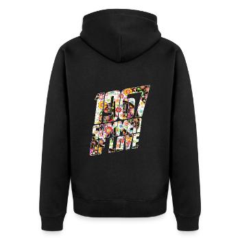 Hippie Peace Peace 60's 70's Love T-Shirt - Unisex Premium Organic Zip Hoodie - black - Back - Nico (187cm)