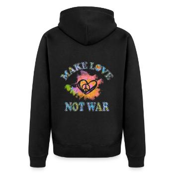 Hippie Peace Peace 60's 70's Love T-Shirt - Unisex Premium Organic Zip Hoodie - black - Back - Nico (187cm)