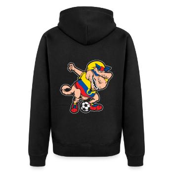 Fußballfan Tyrannosaurus T Rex Fußball Ecuador - Unisex Premium Bio Zip Hoodie - Schwarz - Hinten - Nico (187cm)