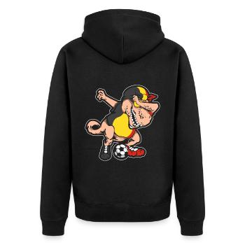 Fußballfan Tyrannosaurus T Rex Fußball Belgien - Unisex Premium Bio Zip Hoodie - Schwarz - Hinten - Nico (187cm)