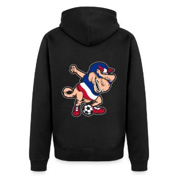 Fußballfan Tyrannosaurus T Rex Fußball Serbien - Unisex Premium Bio Zip Hoodie - Schwarz - Hinten - Nico (187cm)