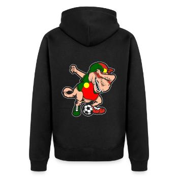 Fußballfan Tyrannosaurus T Rex Fußball Portugal - Unisex Premium Bio Zip Hoodie - Schwarz - Hinten - Nico (187cm)