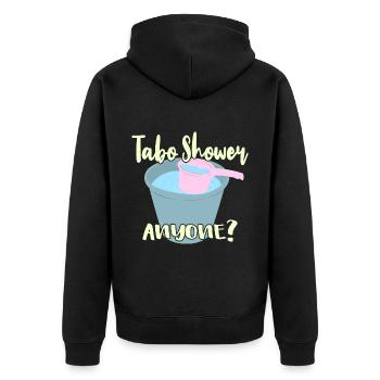 Tabo Shower Anyone? - Unisex Premium Organic Zip Hoodie - black - Back - Nico (187cm)