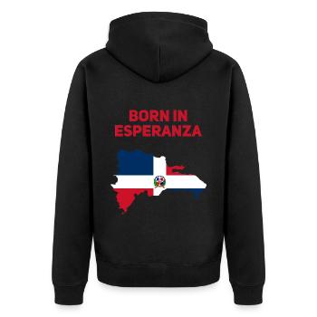 Esperanza Dominikanische Republik - Unisex Premium Bio Zip Hoodie - Schwarz - Hinten - Nico (187cm)