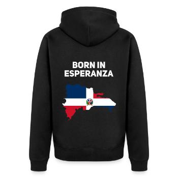Dominikanische Republik - Unisex Premium Bio Zip Hoodie - Schwarz - Hinten - Nico (187cm)