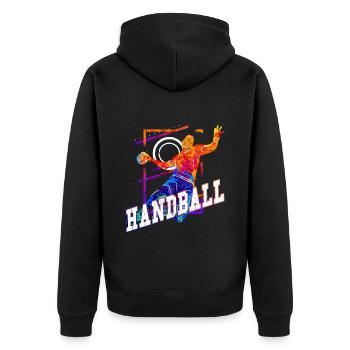 Handball Handball Player Handball Player Vintage Retro - Veste à capuche bio Premium Unisexe - noir - Dos - Nico (187cm)