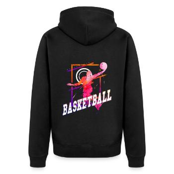 Basketball Basketballspieler Spieler Vintage Bunt - Unisex Premium Bio Zip Hoodie - Schwarz - Hinten - Nico (187cm)