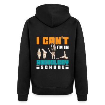 I can't I'm in Radiology school - Unisex Premium Bio Zip Hoodie - Schwarz - Hinten - Nico (187cm)