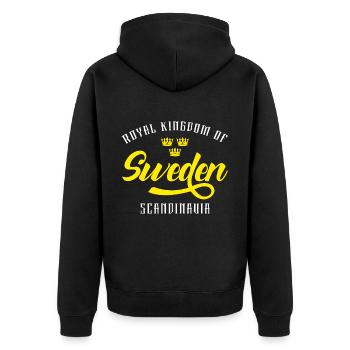 Königreich Schweden Skandinavien - Unisex Premium Bio Zip Hoodie - Schwarz - Hinten - Nico (187cm)