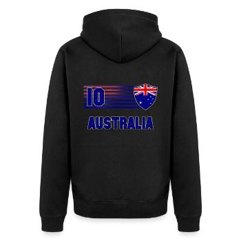 Australia Football Team - Unisex Premium Organic Zip Hoodie - black - Back - Nico (187cm)