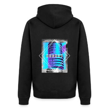 Bochum Deutschland Stadt Skyline Heimat Liebe - Unisex Premium Bio Zip Hoodie - Schwarz - Hinten - Nico (187cm)