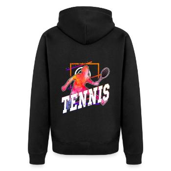 Tennis Tennis Player Ball Sport Vintage Retro - Unisex Premium Organic Zip Hoodie - black - Back - Nico (187cm)