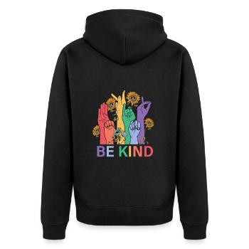 Schwul Lesbisch Regenbogen T-Shirt Geschenkidee - Unisex Premium Bio Zip Hoodie - Schwarz - Hinten - Nico (187cm)
