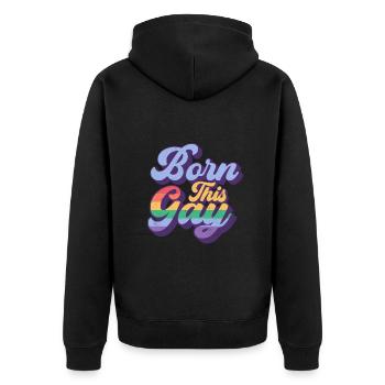 Schwul Lesbisch Regenbogen T-Shirt Geschenkidee - Unisex Premium Bio Zip Hoodie - Schwarz - Hinten - Nico (187cm)
