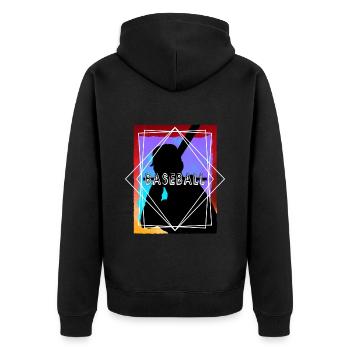 Baseball Baseballspieler USA Sport Vintage Retro - Unisex Premium Bio Zip Hoodie - Schwarz - Hinten - Nico (187cm)