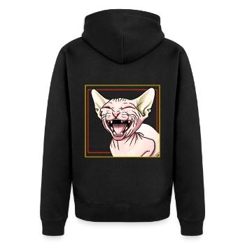 Sphynx-Katze lacht - Unisex Premium Bio Zip Hoodie - Schwarz - Hinten - Nico (187cm)