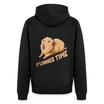 Meerschweinchen It's Dinner Time - Unisex Premium Bio Zip Hoodie - Schwarz - Hinten - Nico (187cm)