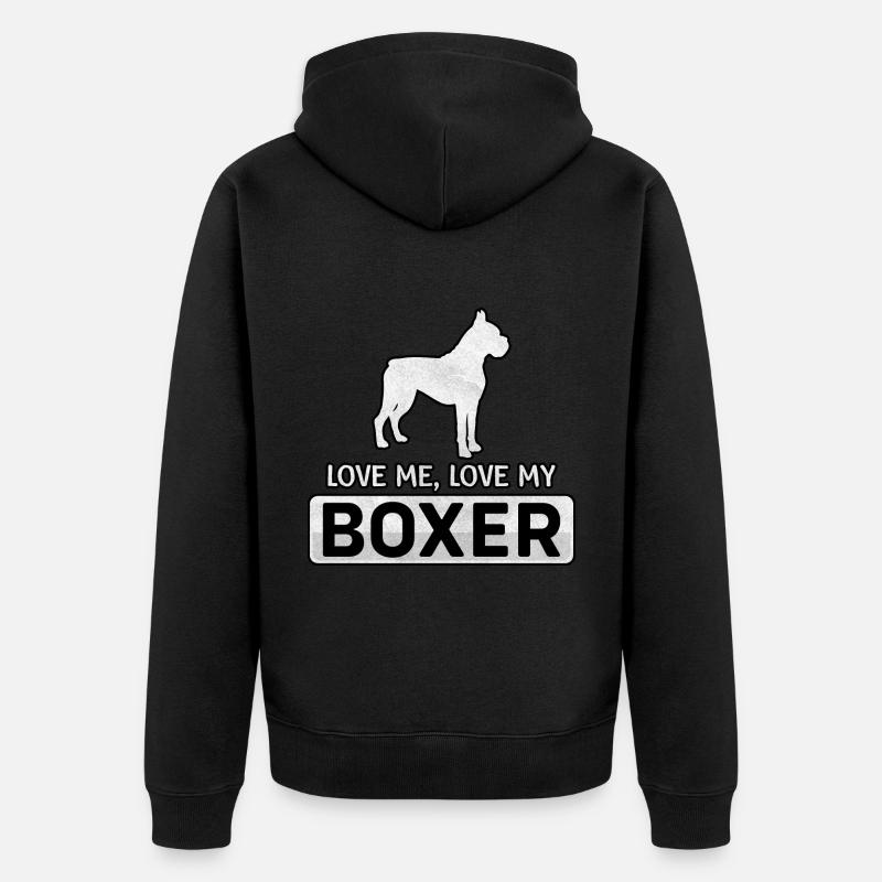 Aime-moi Aime mon boxer - Veste à capuche bio Premium Unisexe - noir