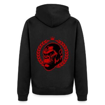 Gorilla Head - Unisex Premium Organic Zip Hoodie - black - Back - Nico (187cm)