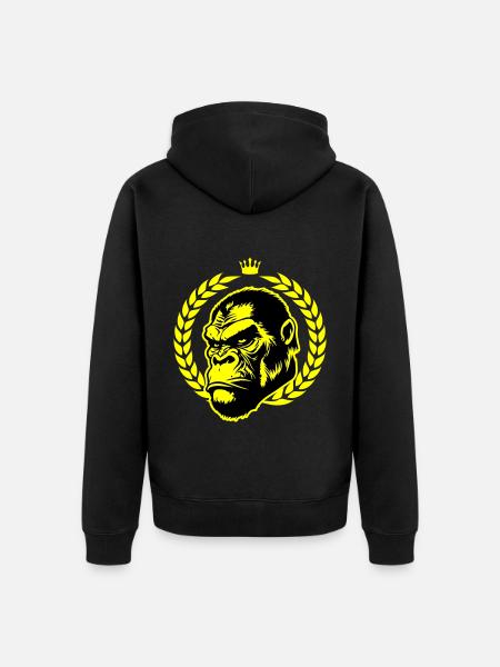 Gorilla Head - Unisex Premium Organic Zip Hoodie - black
