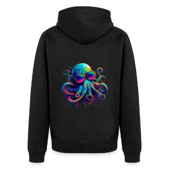 Octopus illustration - Unisex Premium Organic Zip Hoodie - black - Back - Nico (187cm)