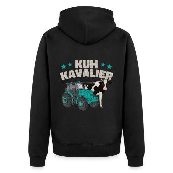 Kuh Kavalier - Unisex Premium Bio Zip Hoodie - Schwarz - Hinten - Nico (187cm)