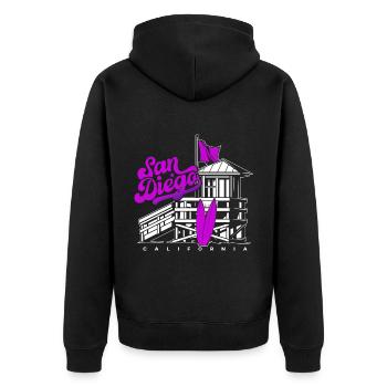 San Diego, Californie, West Coast Summer Surfers - Veste à capuche bio Premium Unisexe - noir - Dos - Nico (187cm)