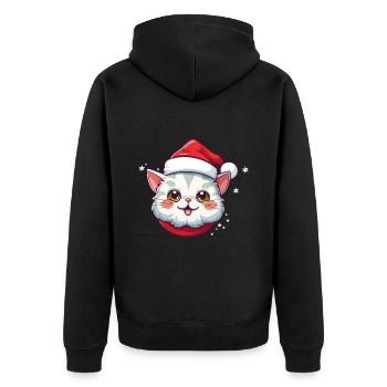 Chat Noël Noël Chat Mignon Dessin Animé - Veste à capuche bio Premium Unisexe - noir - Dos - Nico (187cm)