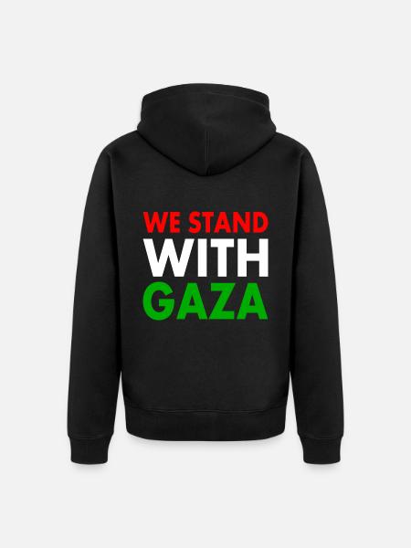 We stand with gaza - Unisex Premium Organic Zip Hoodie - black