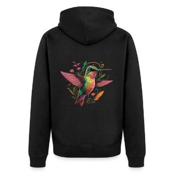 Colibri dans la mer de fleurs - Veste à capuche bio Premium Unisexe - noir - Dos - Nico (187cm)
