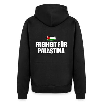 freiheit für palästina - Unisex Premium Bio Zip Hoodie - Schwarz - Hinten - Nico (187cm)