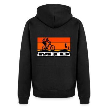 MTB Bike - Unisex Premium Bio Zip Hoodie - Schwarz - Hinten - Nico (187cm)